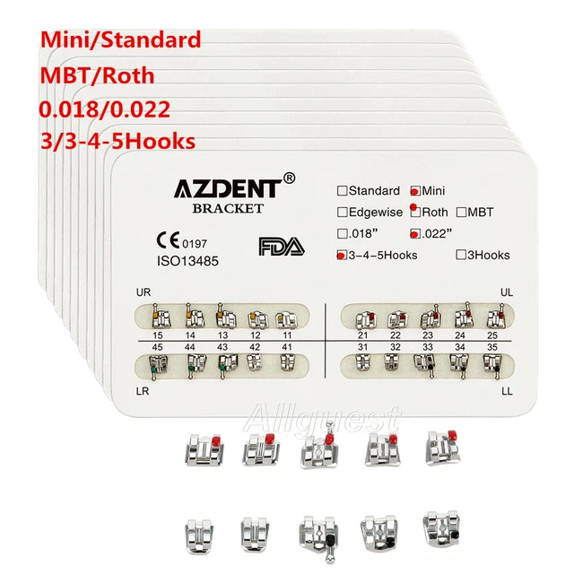 DENTAL ORTHODONTIC METAL Brackets Braces Mini/Standard Roth/MBT 022/018