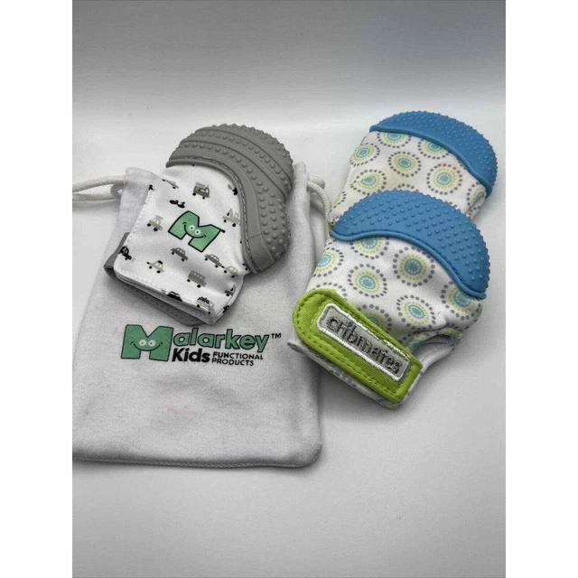 Malarkey Kid Munch & Cribmates Baby Teething Mitten Gloves Silicone Set of 3