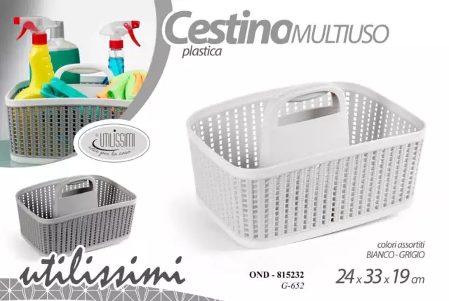 Cestino Multiuso Porta Oggetti In Plastica 24*33*19Cm Manico 2 Colori Ond-815232