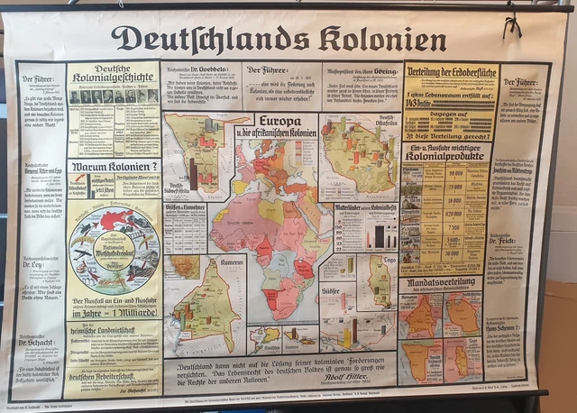 Landkarte Deutschlands Kolonien von 1938 Original
