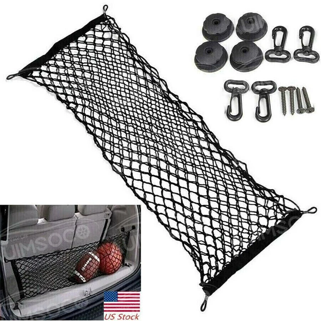 For SUV Car Acces Trunk Rear Cargo Organizer Storage Elastic Mesh Net 4Hooks BLK