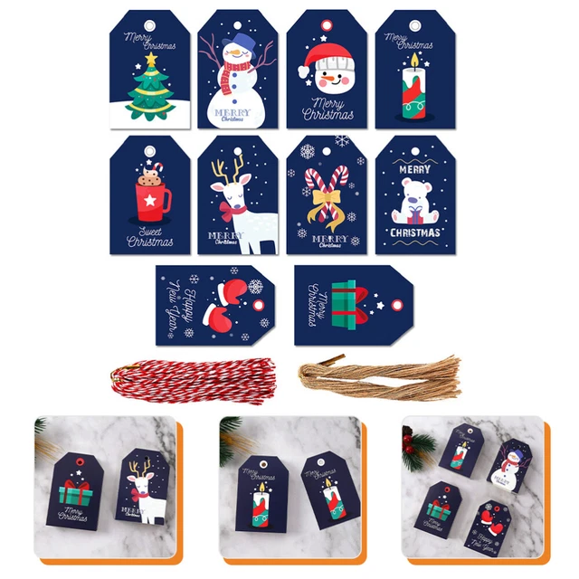 100 piezas colgante de Navidad regalos de Navidad etiqueta de papel