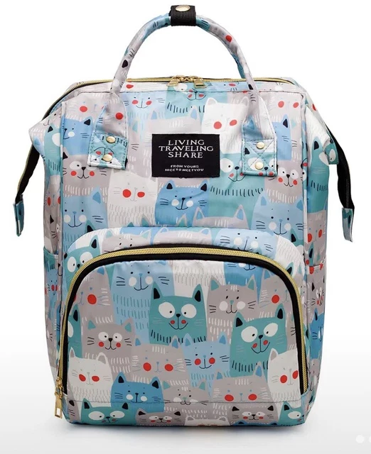 Living Traveling Share backpack for women new nylon 11 inches high cat faces