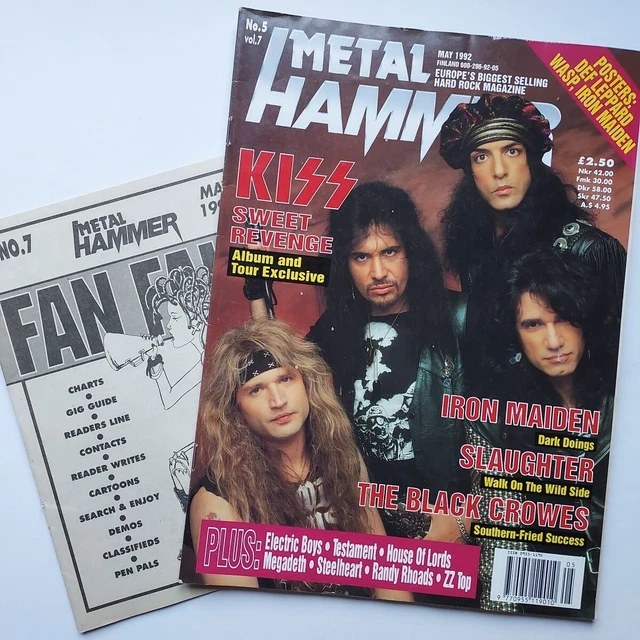 METAL HAMMER MAGAZINE May 1992 Kiss Iron Maiden Megadeth Black