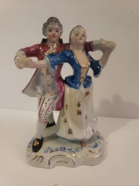 Dresden Mid Century Victorian Porcelain Bone China Couple Dancing Made In Japan