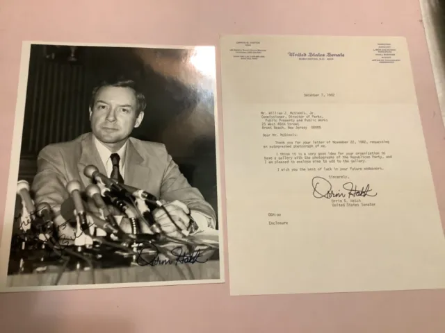 UTAH SENATOR ORRIN HATCH (1934-2022) POLITICAL AUTOGRAPH PHOTO~typed letter