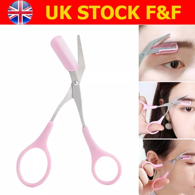 Cosmetic Hair Shear gGroom Comb Eyelash Trim Girl Lady Makeup Tool Eye Brow Lady