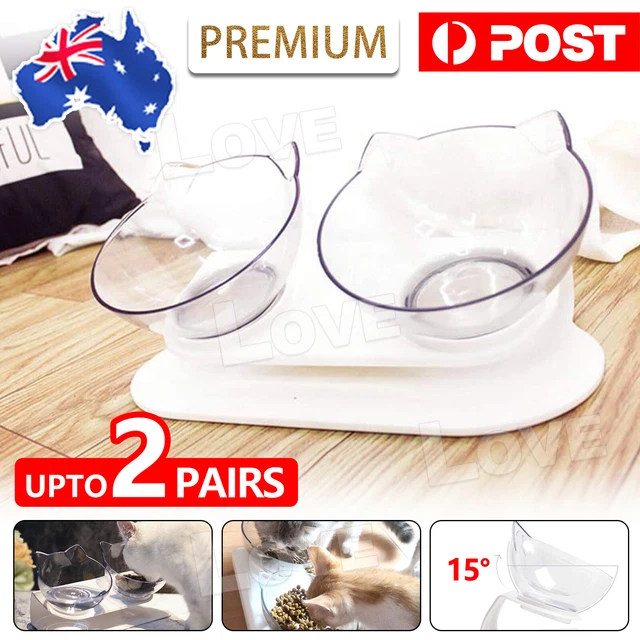 TWO Cat Bowl Pet Bowls Stand Dog Elevated Feeder Food Water Raised Lifted