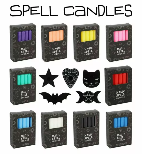 Spell Candles Holders Witch Pagan Wiccan Protection Happiness Ritual Altar Magic