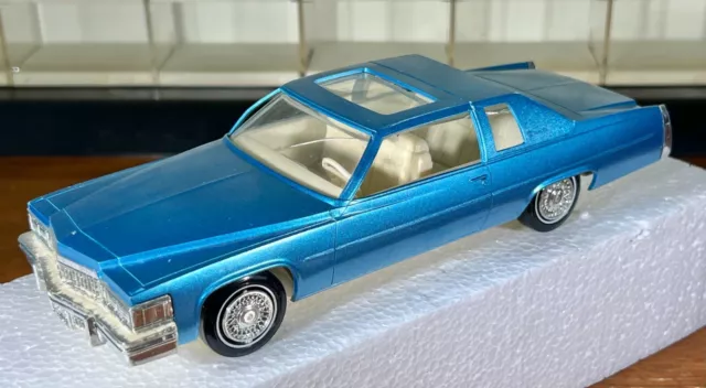 Vtg 1/25 Plastic Dealer Promo Car Model Jo-han 1978 Cadillac Coupe DeVille Blue