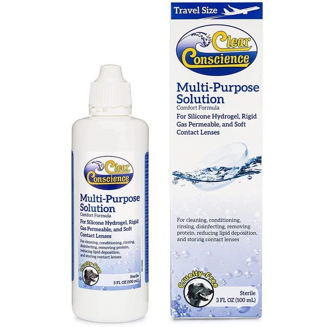 Solución de lentes de contacto multipropósito Clear Conscience 3 Fl oz tamaño de viaje