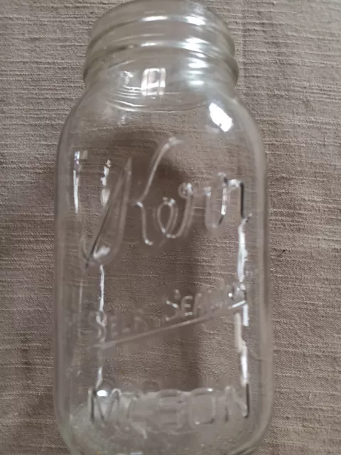 Vintage Kerr Self Sealing Trade Mark Reg Mason Canning Jar - 1 Qt. AHK Glass