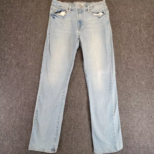 Levis Jeans Womens 32x30 Mid Rise Skinny Blue Stretch Denim Light Wash Straight