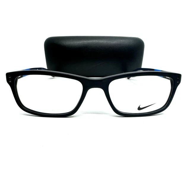 NIKE Eyeglasses Frame 7237 011 52-17-140 Matte Black Blue Flex Hinge H9661