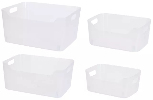 Durchsichtige Kunststoff Aufbewahrung Korb Box Praktisch Zuhause Küche Büro Schule Organizer ordentlich