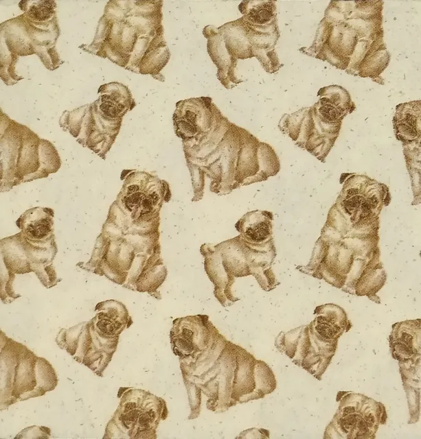S990# 3 servilletas de papel pequeñas individuales para decoupage marrón pug patrón perro Kraft