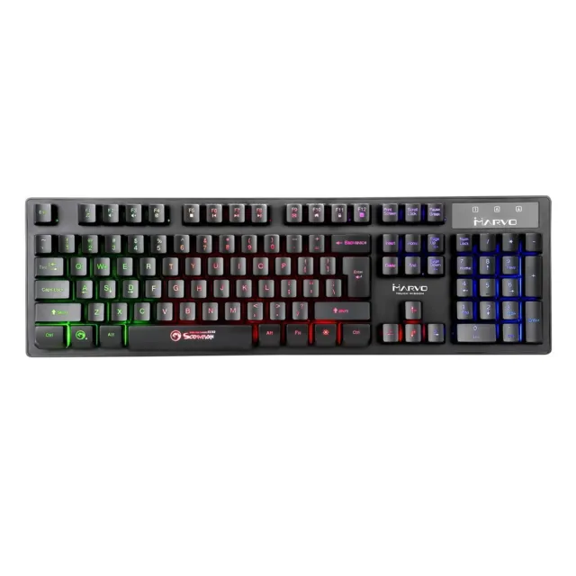 MARVO K616A Gaming Keyboard - 3 Colour LED Backlit, Multi Media and Anti Ghostin