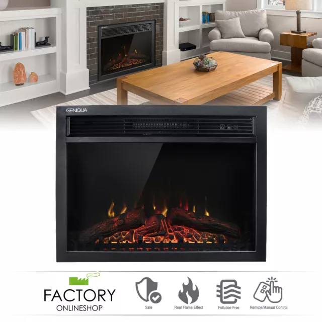 23" 30" Recessed Wall Mounted Electric Fireplace Insert Heater Remote LED Flame
