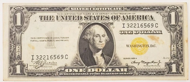 1935-A $1 Silver Certificate North Africa Very Fine VF FR #2306