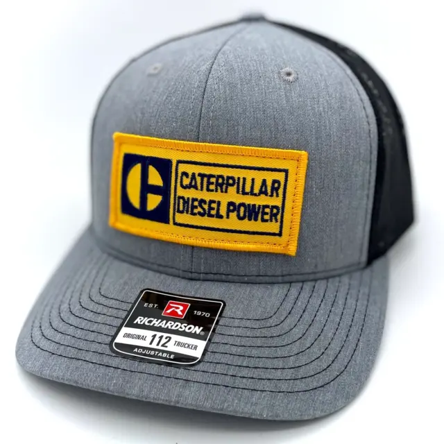 Caterpillar CAT Vintage Patch Hat, Richardson 112 Retro Block C Diesel Power Cap