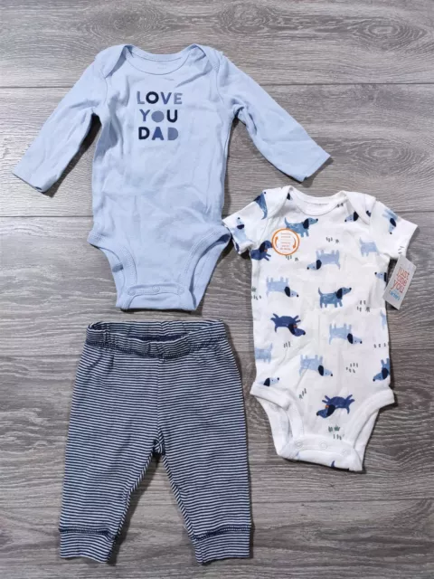 Carters Bodysuit Pants Baby boys 3 Months Fathers Day Dog Cute Outfit