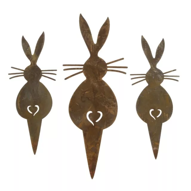 3Pcs Rabbit Garden Stake Yard Sign Crafts Wrought Iron Garden Ornaments