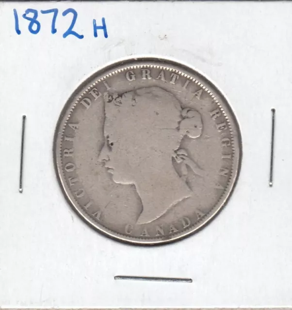 1872 H Canada Fifty Cent Silver Coin