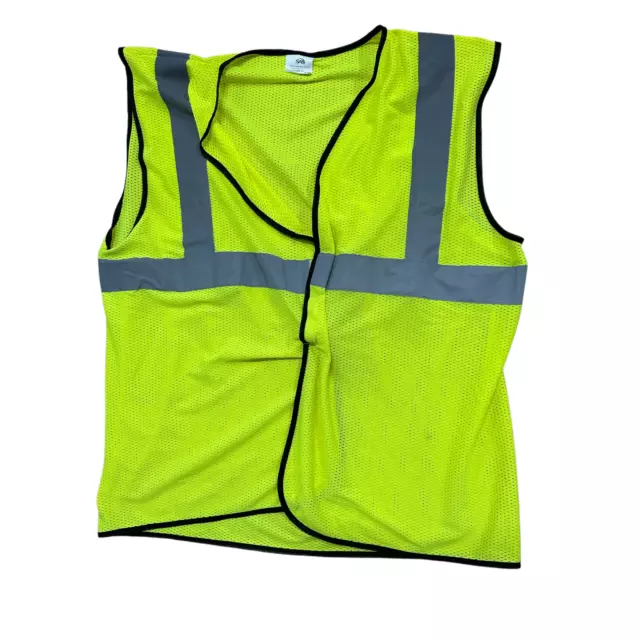 Safety Vest High Visibility Reflective Stripes Pockets Zipper Front Work Uniform