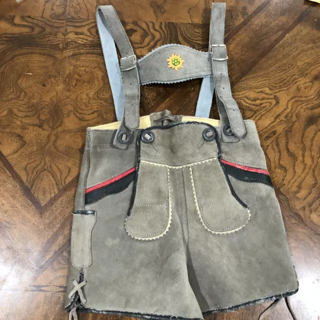 Vintage Authentic German Oktoberfest Lederhosen Bávaria Shorts Suede Child Sz 0