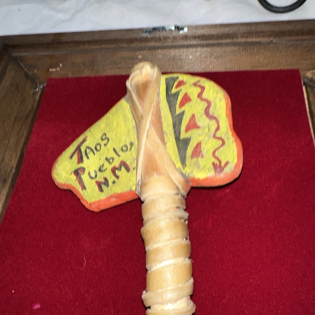 Native American Navajo Handmade Stone War Club Tomahawk Hatchet  Wood Leather