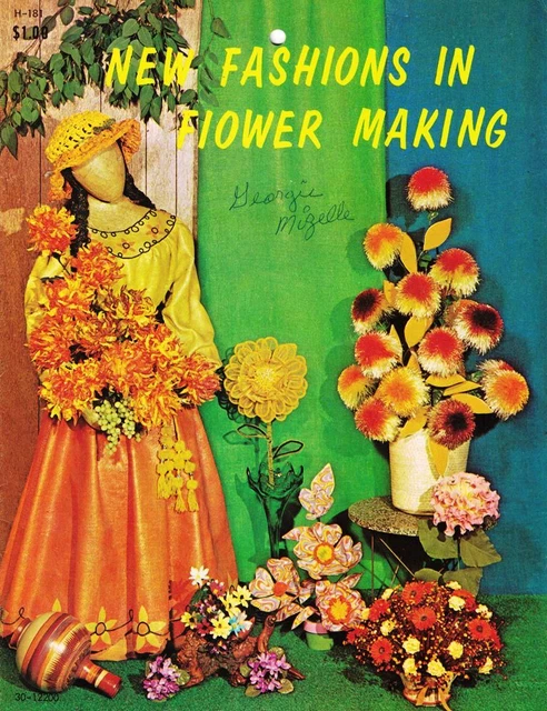 Curso de Artesanía NUEVA MODA EN FABRICACIÓN DE FLORES H-181 1969 Cinta Paja Papel de Tela