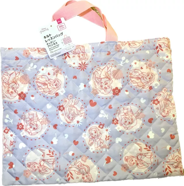Disney X Daiso Quilted Tote Bag Princesses Purple And Pink Ariel Jasmine Belle