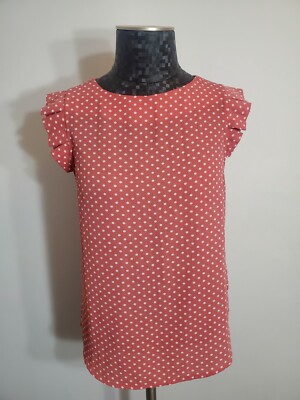 Monteau Los Angeles Flutter Sleeve Polka Dot Top Size Medium