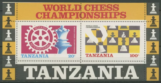 Tansania 1986 Rotary Int. Schach-WM Block 54 postfrisch (C29798)