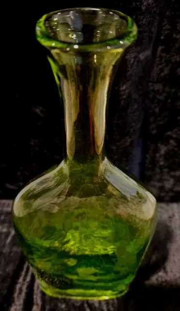 HAND MADE  “Green” Gorgeous TALL Glass Art BOTTLE Decorative Ornament 13.6 Inch