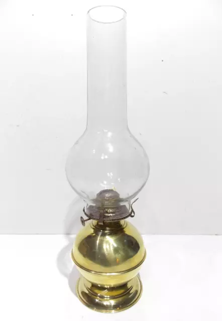 Vintage brass oil lamp with glass funnel paraffin lamp light