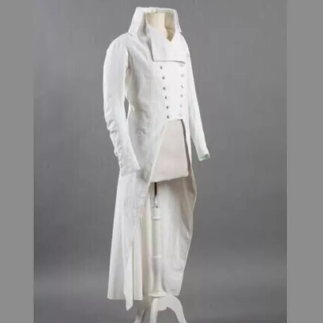 New Christmas Regency Men's white Wool Tailcoat Military Jacket                 