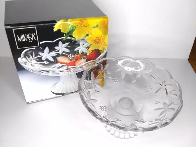 Mikasa Garden Terrace Footed Glass Dish/Compote #923/527 5"×8.5"