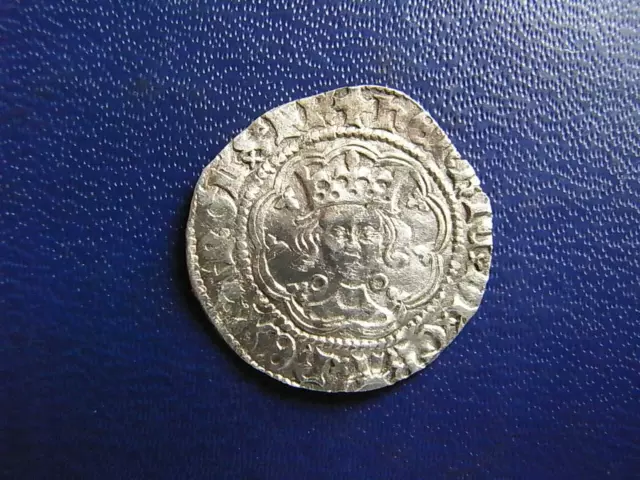 Henry VI Halfgroat 1422-60 Calais mint S.1840 Plain Cross mintmark VF cleaned