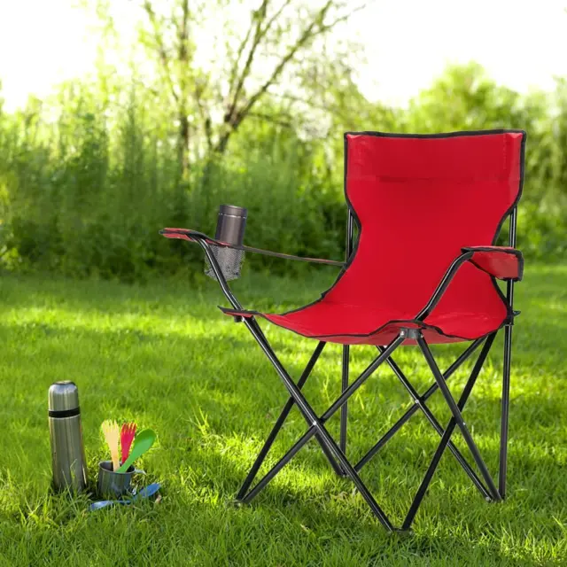 2 X FOLDING Camping Chairs Fishing Deck Chair Garden Outdoor Patio