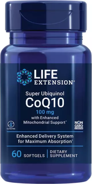 Life Extension Super Ubiquinol CoQ10 Avec Mitochondriale Support 100mg 60 Gélule