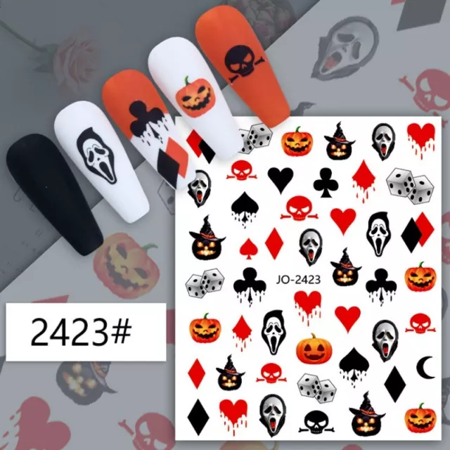 Nail Art Stickers Transfers Self Adhesive Halloween 2023 Nail Decoration