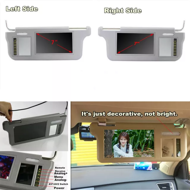 Sun Visor TFT LCD Monitor 7" Car Rearview Camera Monitor Video Player 2 Channel