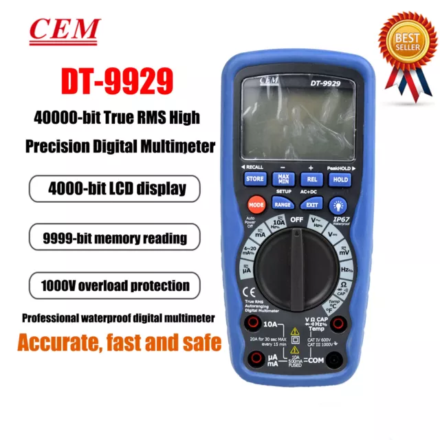 CEM DT-9929 Professional Waterproof True RMS Industrial Digital Multimeters✦KD
