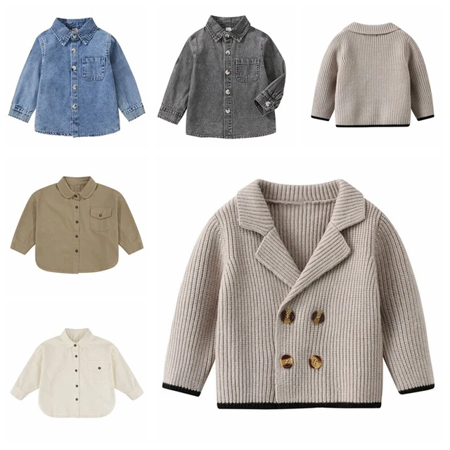 Toddler Baby Boys Jeans Outerwear Long Sleeve Cardigan Jacket Denim Shirts Tops