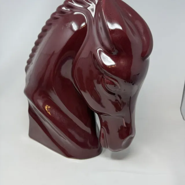 Vintage Haeger Pottery Dark Red Oxblood Horse Head Sculpture Bust 14 Inch 1990s