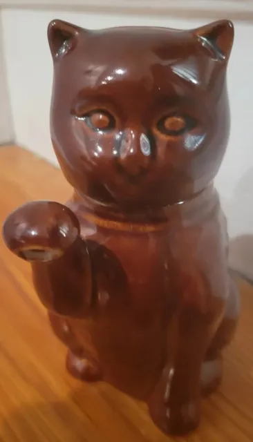 Vintage Kitty Creamer Or Tea Pot Brown Ceramic -The Paw Is a Spout!!! Too Cute.