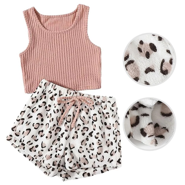 Set pigiami senza maniche stampa leopardata per relax e comfort donna