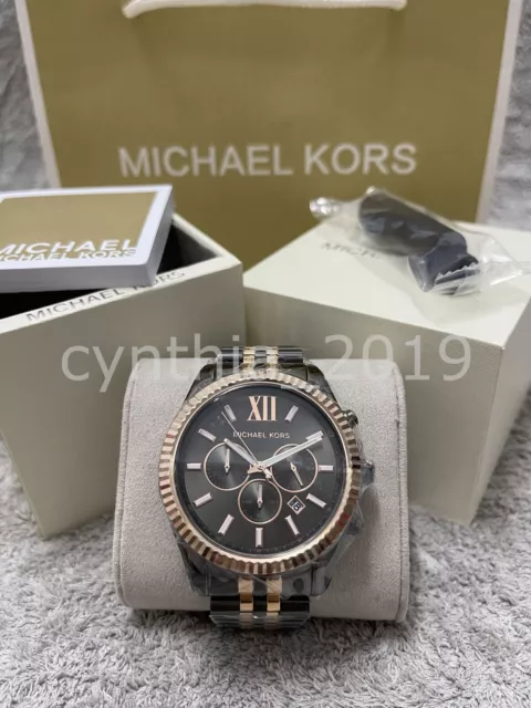 New Michael Kors MK8561 Lexington Chronograph Two-Tone Grey Quartz Men's Watch