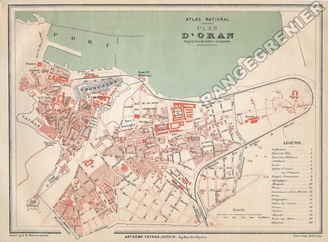 PLAN  ANCIEN de ville de ORAN- ALGÉRIE -  édition 1877